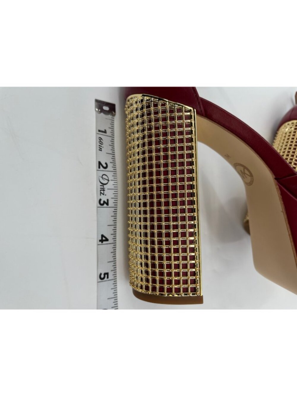 Michael Kors Maxine Platform Sandals Burgundy Sz 7 Leather Open Toe Ankle Strap - Picture 13 of 15